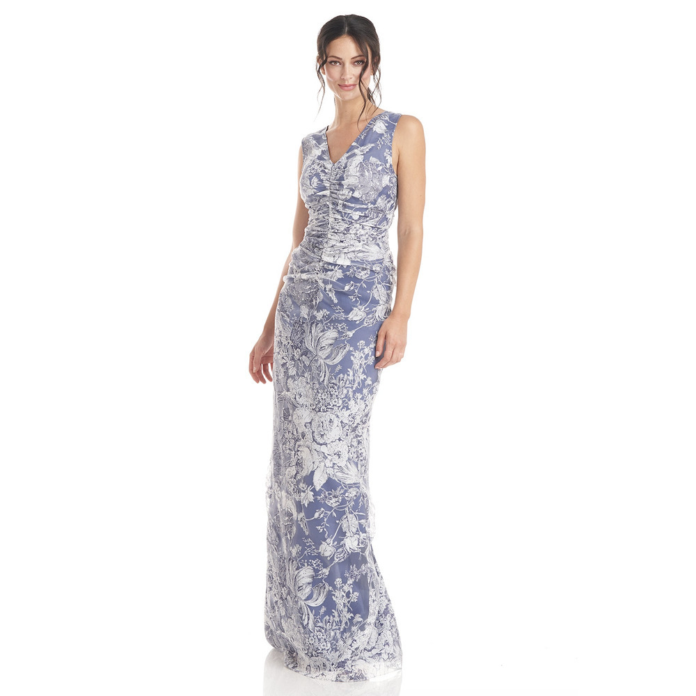 NWT JS Collections Maddison V-Neck Column Gown Size 12